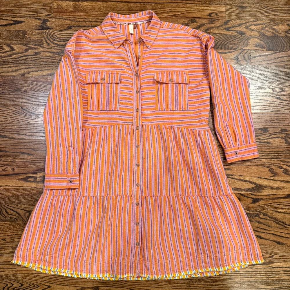 Anthropologie Pilcro Tiered Shirt Dress
Striped Button Front
Orange Sz SM